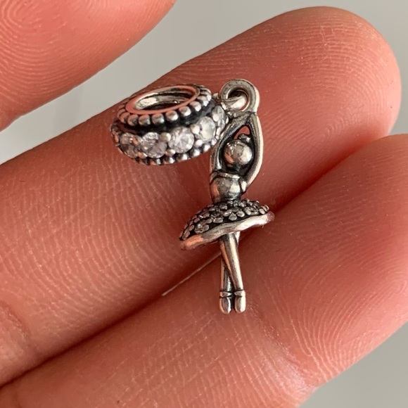 Retired Pandora Ballerina Ballet Dangle Charm 925 with Clear CZ Stones EUC - Picture 7 of 9